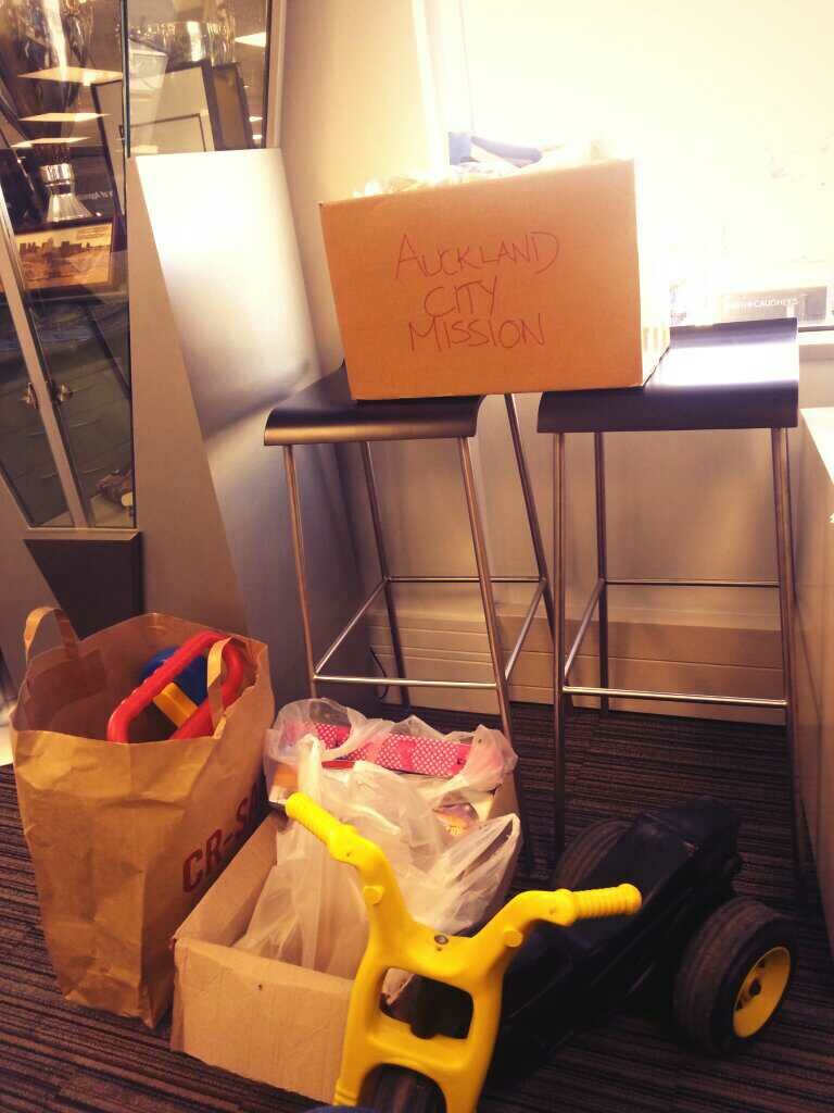 Donations for the Auckland City Mission collected at my office