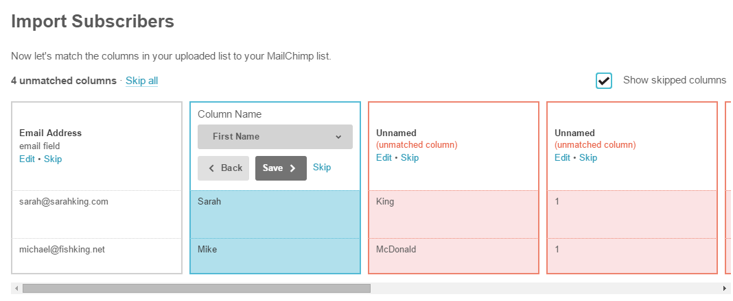 Assigning fields in Mailchimp