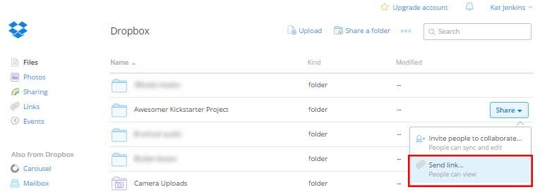 How to share the link of your Dropbox folder