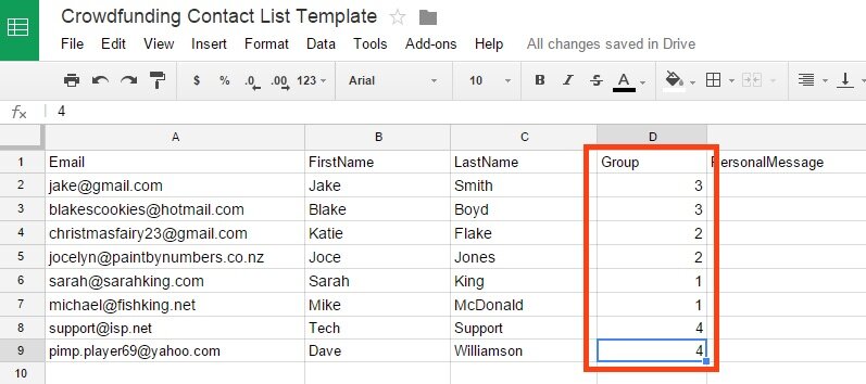 Create a crowdfunding contact list