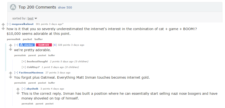 Exploding Kittens Reddit AMA - Top Comment
